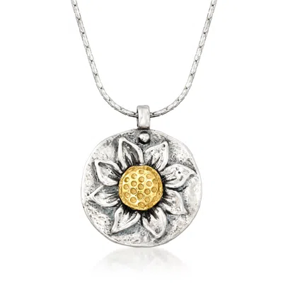 ROSS-SIMONS STERLING SILVER SUNFLOWER PENDANT NECKLACE WITH 14KT YELLOW GOLD