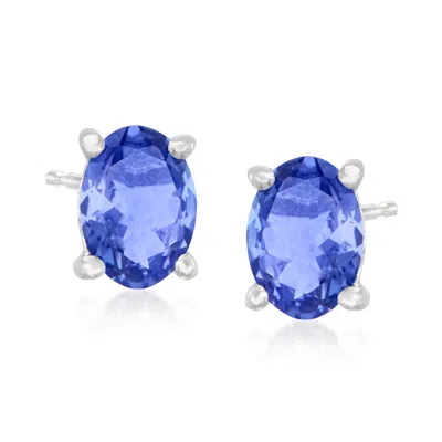 ROSS-SIMONS TANZANITE STUD EARRINGS IN STERLING SILVER
