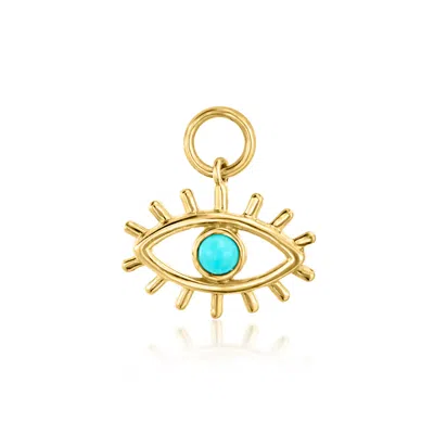 ROSS-SIMONS TURQUOISE EVIL EYE HOOP CHARMS IN 14KT YELLOW GOLD