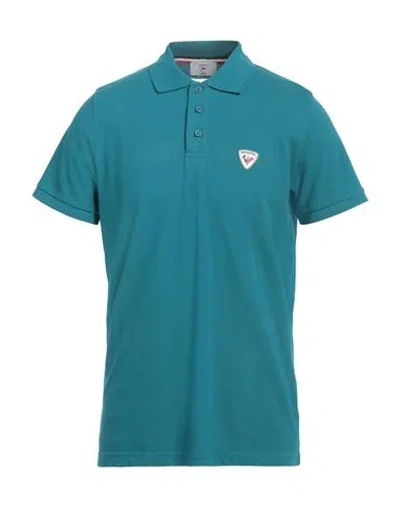 ROSSIGNOL ROSSIGNOL MAN POLO SHIRT DEEP TEAL SIZE L COTTON, ELASTANE