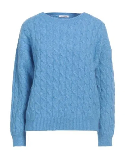 ROSSO35 ROSSO35 WOMAN SWEATER AZURE SIZE 8 ALPACA WOOL, POLYAMIDE, VIRGIN WOOL