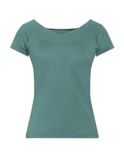 ROSSOPURO ROSSOPURO WOMAN T-SHIRT DEEP TEAL SIZE 6 COTTON