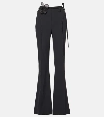 ROTATE BIRGER CHRISTENSEN FLORAL-APPLIQUÉ HIGH-RISE FLARED PANTS