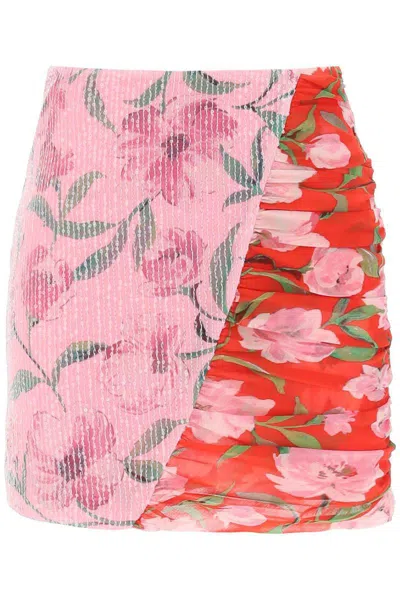 ROTATE BIRGER CHRISTENSEN FLORAL PRINT AND SEQUIN MINI SKIRT