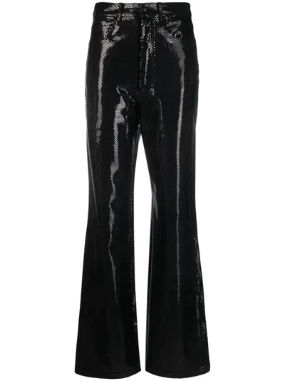 ROTATE BIRGER CHRISTENSEN FOIL JERSEY STRAIGHT-LEG TROUSERS