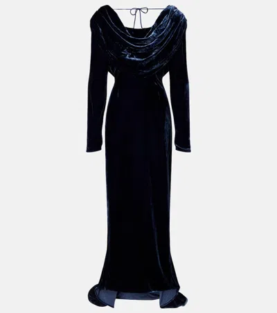 ROTATE BIRGER CHRISTENSEN IVETTE DRAPED VELVET GOWN