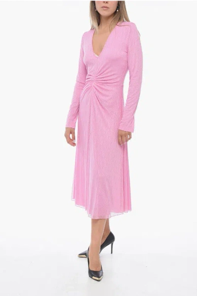 ROTATE BIRGER CHRISTENSEN Lace Flared Midi Dress with Draped Detail