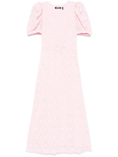 ROTATE BIRGER CHRISTENSEN LACE PUFF-SLEEVE MIDI DRESS