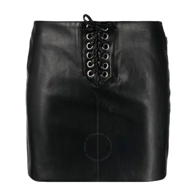 ROTATE BIRGER CHRISTENSEN ROTATE BIRGER CHRISTENSEN LADIES BLACK TEXTURED LACE-UP MINISKIRT