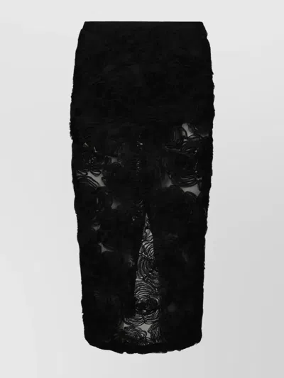 ROTATE BIRGER CHRISTENSEN MESH FLOWER PENCIL SKIRT