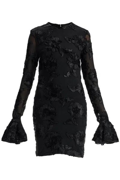 ROTATE BIRGER CHRISTENSEN 'MESH MINI DRESS WITH EMBROIDERED FLOWER DETAILS