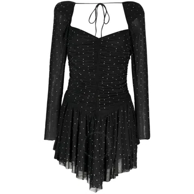 ROTATE BIRGER CHRISTENSEN ROTATE RHINESTONE-EMBELLISHED RUFFLE MESH MINI DRESS