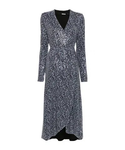 ROTATE BIRGER CHRISTENSEN SEQUINNED WRAP MIDI DIRESS
