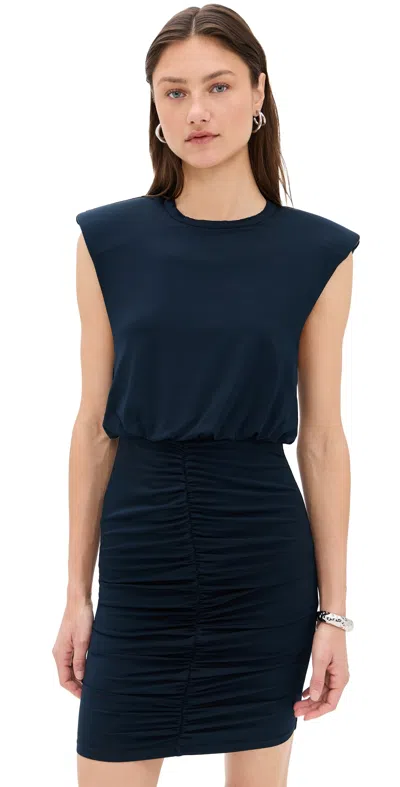 ROTATE BIRGER CHRISTENSEN SLINKY RUCHED MINI DRESS SKY CAPTAIN