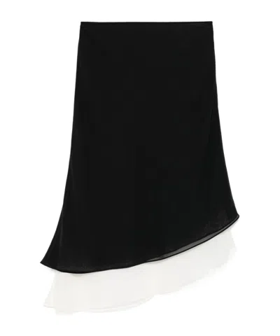 ROTATE BIRGER CHRISTENSEN TWO-LAYER CHIFFON MIDI SKIRT