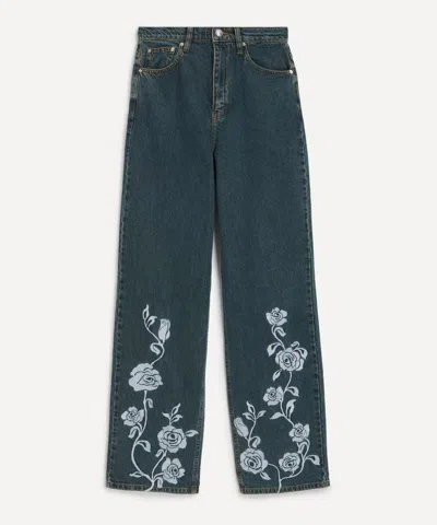 ROTATE BIRGER CHRISTENSEN ROTATE BIRGER CHRISTENSEN WOMEN'S STEEL BLUE STRAIGHT LEG JEANS