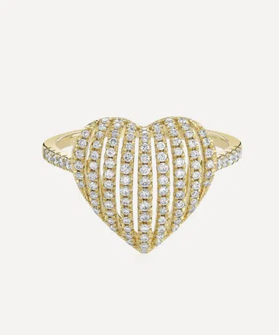 ROXANNE FIRST ROXANNE FIRST 14CT GOLD DIAMOND HEART BASKET RING