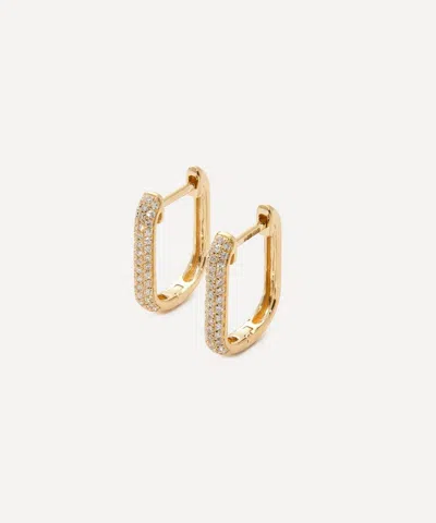 ROXANNE FIRST ROXANNE FIRST 14CT GOLD DIAMOND OVAL HOOP EARRINGS