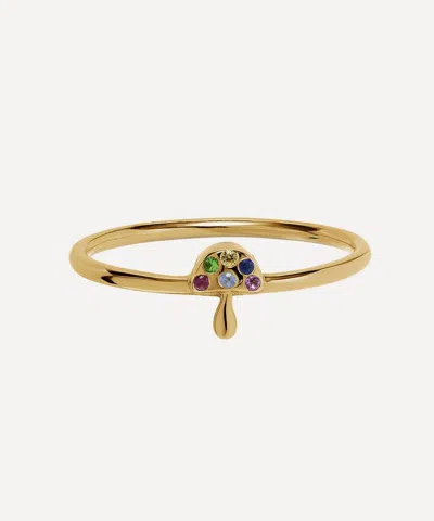 ROXANNE FIRST ROXANNE FIRST 14CT GOLD MINI RAINBOW SAPPHIRE MUSHROOM RING