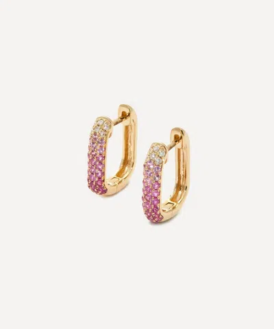 ROXANNE FIRST ROXANNE FIRST 14CT GOLD PINK OMBRE OVAL HOOP EARRINGS