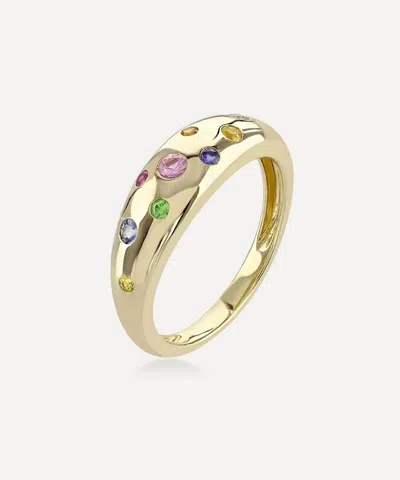 ROXANNE FIRST ROXANNE FIRST 14CT GOLD RAINBOW SAPPHIRE SPRINKLE RING