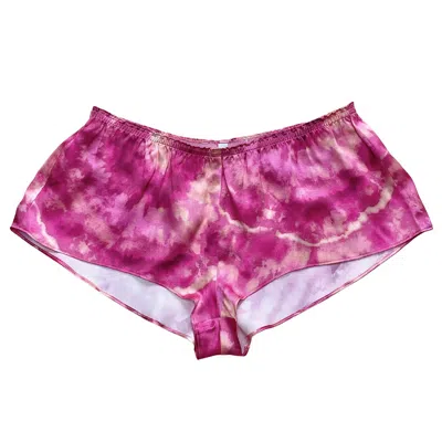 ROY G. WOMEN'S PINK ROSE GEODE TIE DYE SILK FLUTTER SHORTS