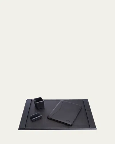 ROYCE NEW YORK MONOGRAMMED LEATHER EXECUTIVE PORTFOLIO & DESK ACCESORY SET