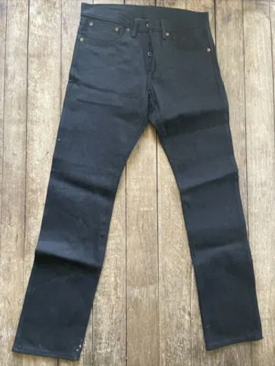 RRL 512 RRL JEANS MEN'S STRAIGHT LEG MITSUI ART RIGID RAW BLACK DENIM SIZE 32