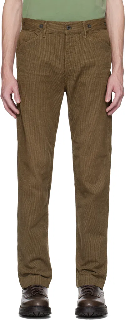RRL BROWN STRIPED TWILL TROUSERS