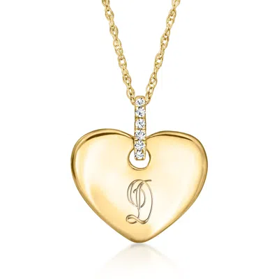 RS PURE BY ROSS-SIMONS 14KT YELLOW GOLD PERSONALIZED HEART PENDANT NECKLACE WITH DIAMONDS