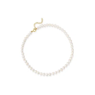 RS PURE BY ROSS-SIMONS 4-4.5MM CULTURED PEARL ANKLET WITH 14KT YELLOW GOLD