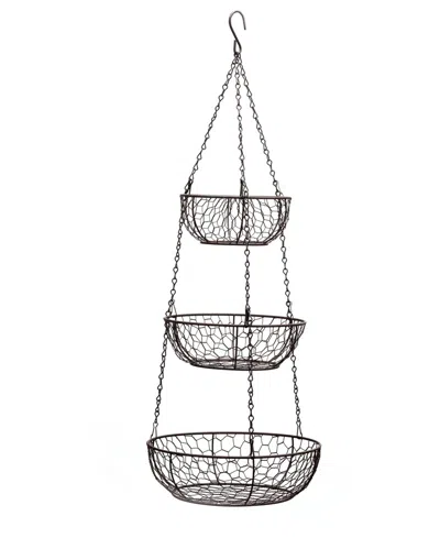 RSVP INTERNATIONAL CHICKEN WIRE 3 TIER BRONZE HANGING BASKET