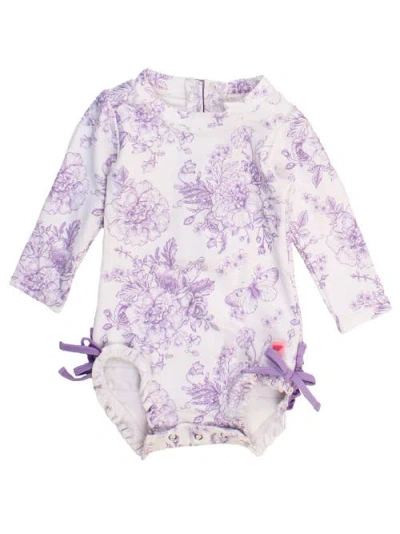 RUFFLEBUTTS RUFFLEBUTTS BABY GIRLS LONG SLEEVE UPF50+ ONE PIECE RASH GUARD