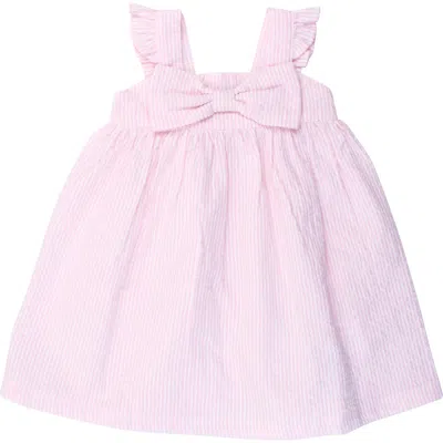 RUFFLEBUTTS RUFFLEBUTTS BOW FRONT SEERSUCKER PINAFORE DRESS