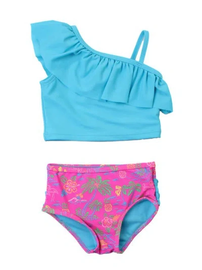 RUFFLEBUTTS RUFFLEBUTTS GIRLS ONE SHOULDER RUFFLE TANKINI