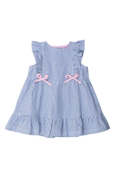 RUFFLEBUTTS RUFFLEBUTTS STRIPE COTTON SEERSUCKER DRESS