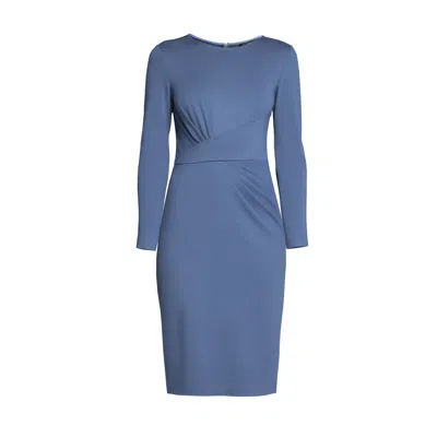 RUMOUR LONDON WOMEN'S REBECCA SOFT JERSEY DRESS WITH WAISTLINE DRAPES IN SOFT BLUE