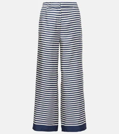 S MAX MARA NINE STRIPED SILK WIDE-LEG PANTS