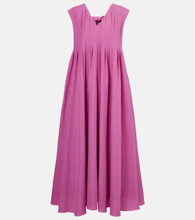 S MAX MARA PIEGA RAMIE AND COTTON PLEATED MAXI DRESS