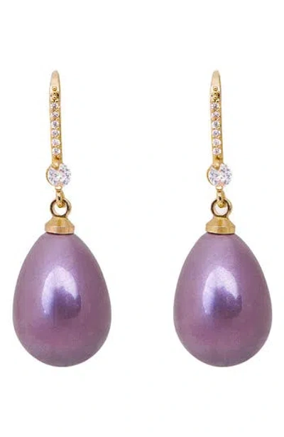 SAACHI SAACHI FAUX PEARL CRYSTAL DANGLE EARRINGS