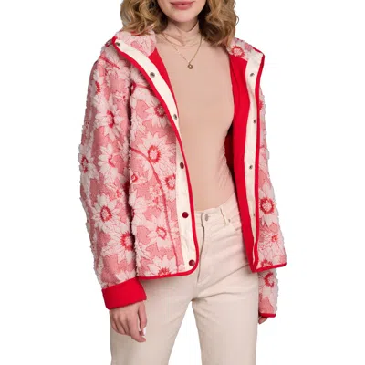 SAACHI SAACHI FAUX SHEARLING FLORAL APPLIQUÉ JACKET