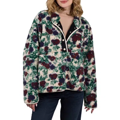 SAACHI SAACHI FLORAL FAUX SHEARLING PULLOVER