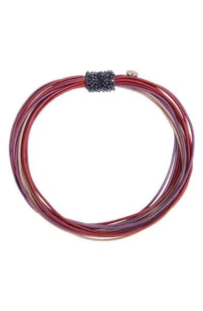 SAACHI SAACHI MULTI STRAND FAUX LEATHER CORD NECKLACE