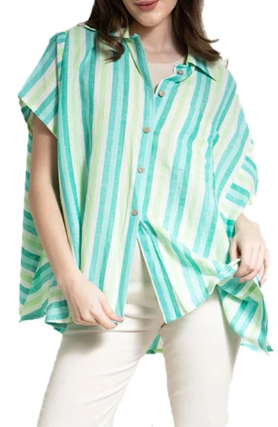 SAACHI SAACHI OVERSIZE STRIPE COTTON BUTTON-UP SHIRT