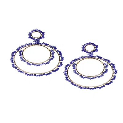 SAACHI WOMEN'S PARADISE HOOP BLUE EARRING