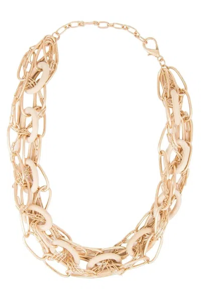 SAACHI WOMEN'S GOLD AND WOOD CHUNKY CHAIN NECKLACE