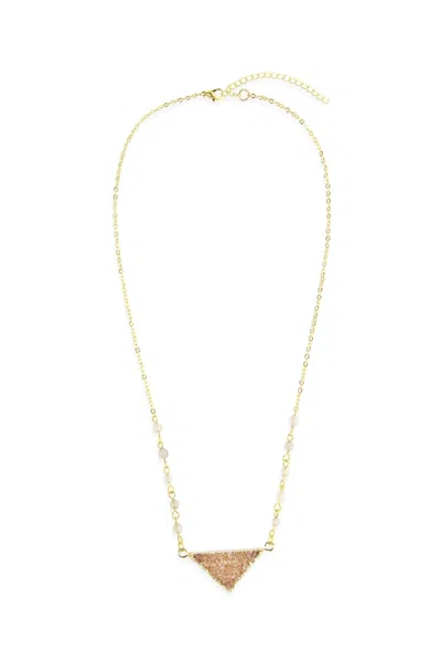 SAACHI WOMEN'S GOLD TRIANGLE PENDANT DRUZY DARK NECKLACE