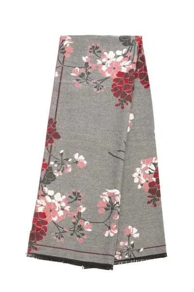 SAACHI WOMEN'S GREY FLORAL REVERSIBLE SCARF