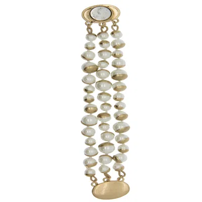 SAACHI WOMEN'S HALF MOON PEARL STATEMENT WHITE BRACELET