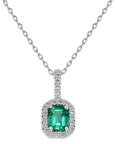 SABRINA DESIGNS SABRINA DESIGNS 14K 0.66 CT. TW. DIAMOND & EMERALD OCTAGON PENDANT NECKLACE